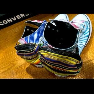 Mens Sz 10 Converse Hightop Tie Die Fanny Packs Shoe